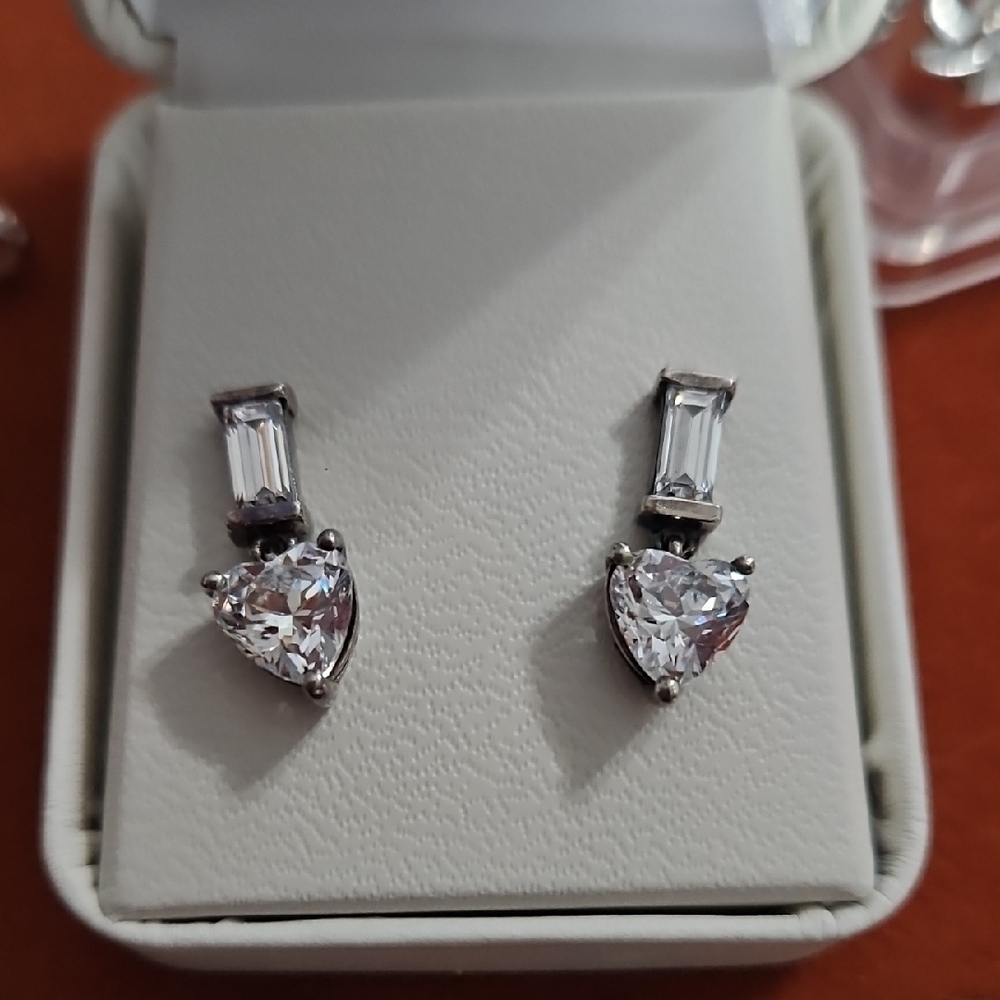 Elegant Silver Earrings with Clear Stones